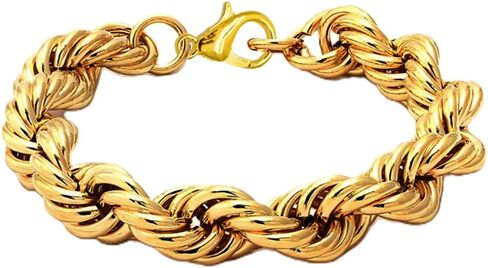 RUNDMC 16mm Dookie Rope سوار 24K الذهب مكتنزة سوار الرجال النساء 7.87" in Kuwait