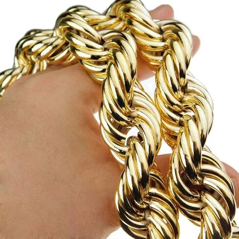 RUNDMC 16mm Dookie Rope سوار 24K الذهب مكتنزة سوار الرجال النساء 7.87" in Kuwait