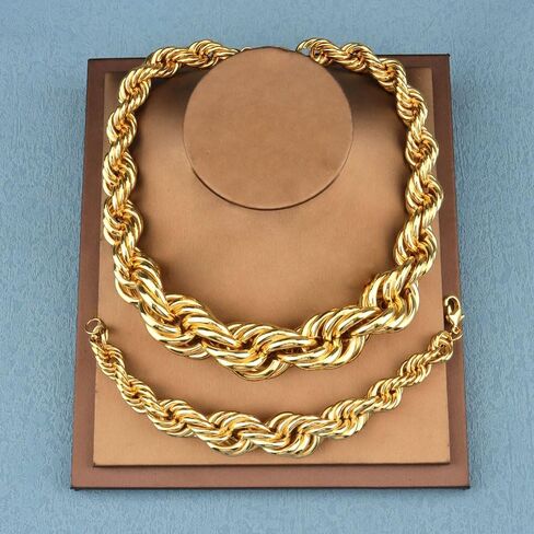 RUNDMC 16mm Dookie Rope سوار 24K الذهب مكتنزة سوار الرجال النساء 7.87" in Kuwait