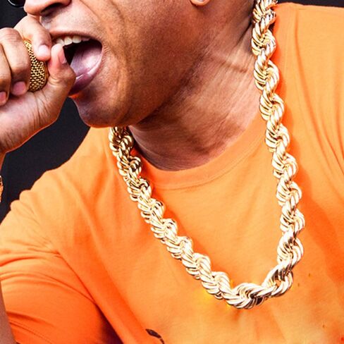 RUNDMC 16mm Dookie Rope سوار 24K الذهب مكتنزة سوار الرجال النساء 7.87" in Kuwait