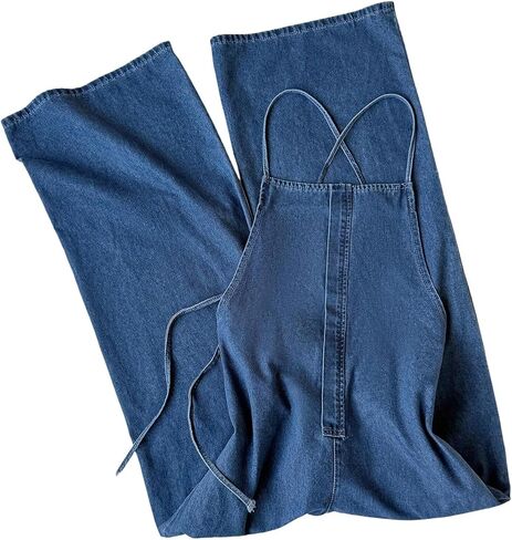 SweatyRocks Women's Crisscross Backless Spaghetti Strap Wide Leg Denim Jumpsuit Casual Jean Overalls in Saudi Arabia