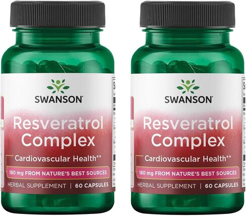 Swanson Resveratrol Complex - Herbal Supplement Promoting Cardiovascular Health & Protection - Natural Formula Promoting Natural Health & Wellness - (60 Capsules) (2 Pack) in Kuwait