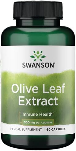 Swanson Olive Leaf Extract Supplement - Standardized to 20% oleuropein - (500mg, 60 Capsules) in Kuwait