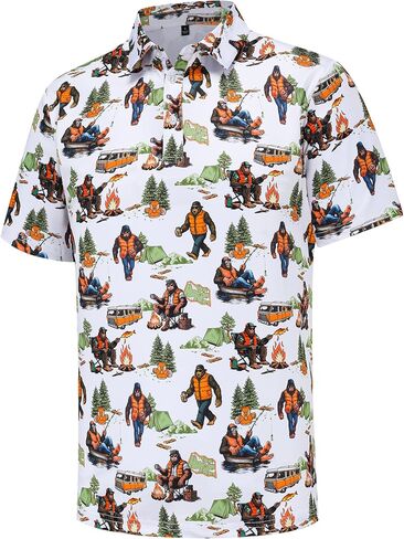 Mens Golf Polo Shirts Short Sleeve Moisture Wicking Dry Fit Performance Casual Funny Golf Polo Shirts for Men in Kuwait