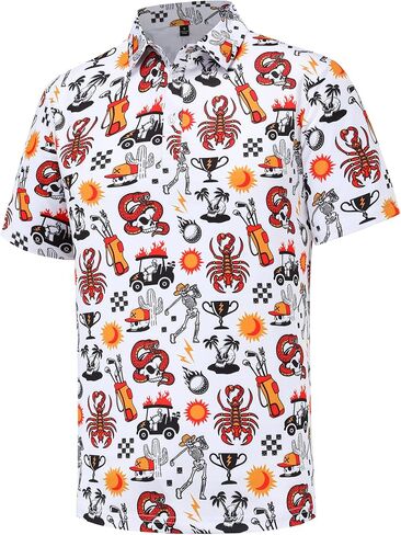Mens Golf Polo Shirts Short Sleeve Moisture Wicking Dry Fit Performance Casual Funny Golf Polo Shirts for Men in Kuwait