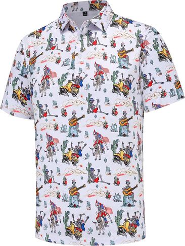 Mens Golf Polo Shirts Short Sleeve Moisture Wicking Dry Fit Performance Casual Funny Golf Polo Shirts for Men in Kuwait