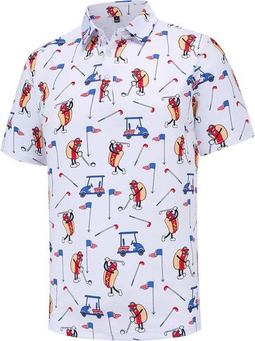 Mens Golf Polo Shirts Short Sleeve Moisture Wicking Dry Fit Performance Casual Funny Golf Polo Shirts for Men in Kuwait