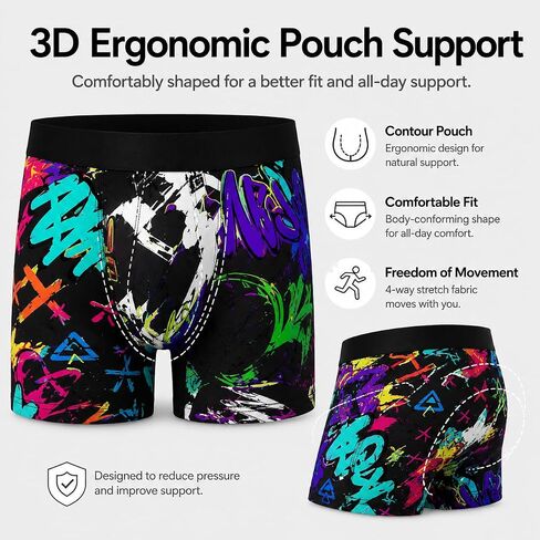 10 pcs Men's underwear novel printed stretch long version graffiti style multicolored（New） in Kuwait