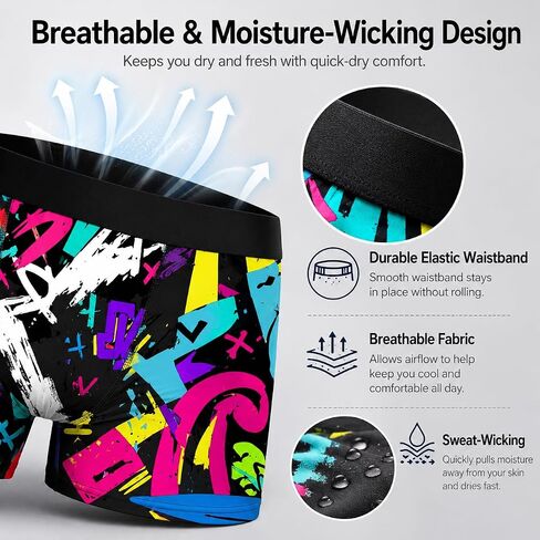 10 pcs Men's underwear novel printed stretch long version graffiti style multicolored（New） in Kuwait
