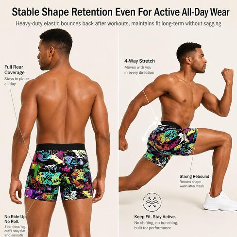 10 pcs Men's underwear novel printed stretch long version graffiti style multicolored（New） in Kuwait