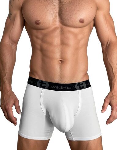 Wildmant Cotton Monster Cock 5" Inseam Boxer Brief White Large in Saudi Arabia