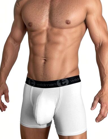 Wildmant Cotton Monster Cock 5" Inseam Boxer Brief White Large in Saudi Arabia