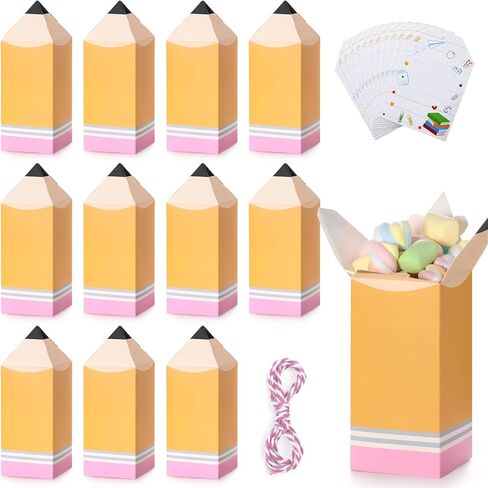 Sinasasspel 12Pcs Back to School Pencil Gift Boxes with Cards Thank You Teacher Candy Gift Boxes Pencil Treat Boxes for Teacher Appreciation School Classroom Party Favor Supplies in Saudi Arabia
