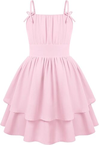 GRACE KARIN Girls Summer Spaghetti Strap Dress Teen Easter Formal Dance Cami Sundress Smocked Back Dresses 7-14 Years in Saudi Arabia