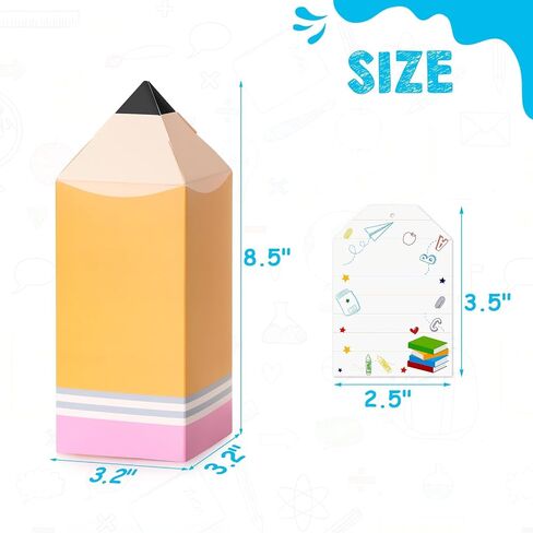 Sinasasspel 12Pcs Back to School Pencil Gift Boxes with Cards Thank You Teacher Candy Gift Boxes Pencil Treat Boxes for Teacher Appreciation School Classroom Party Favor Supplies in Saudi Arabia
