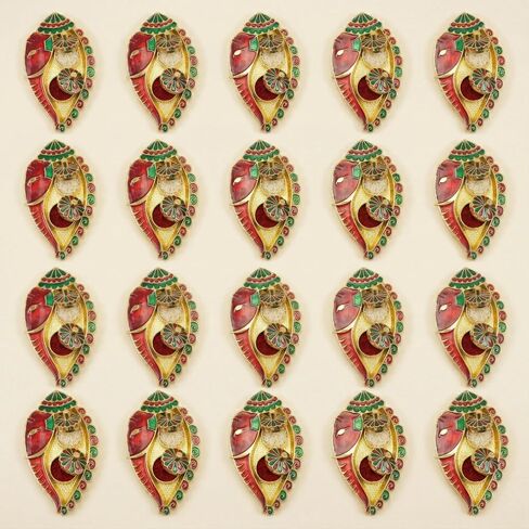 LOVENSPIRE Decorative Ganesh Shankh Haldi Kumkum Holder for Pooja Thali – Return Gifts for Wedding, Housewarming Items & Indian Festival Ceremonies 5 Pcs in Saudi Arabia