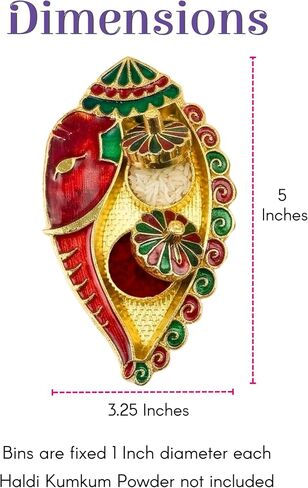 حامل غانيش شانخ هالدي كومكوم المزخرف من LOVENSPIRE لبوجا ثالي - هدايا الإرجاع لحفلات الزفاف، ومنتجات الانتقال لمنزل جديد واحتفالات المهرجانات الهندية 5 قطع in Kuwait