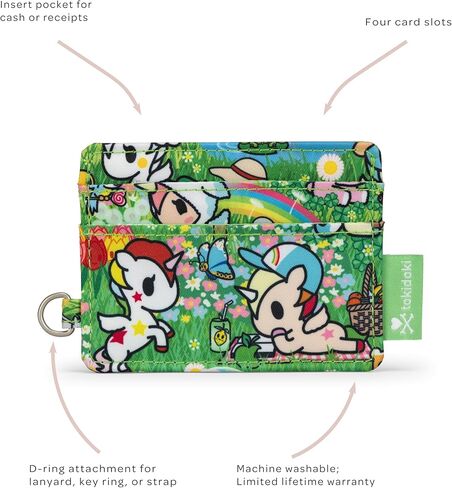 JuJuBe Tokidoki Card Holder Wallet, Slim Front Pocket Credit Card Case with 4 Card Slots, Cash/Receipt Insert Pocket, D-Ring Attachment for Lanyard/Keys, Machine Washable in Saudi Arabia