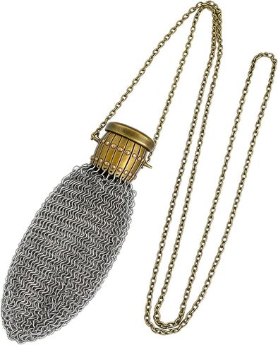 1920's English Vintage Coin Purse, Handade Chain Metal Mesh Wallet for Coins, Dice, Jewelry, Cosmetics, Mini Vintage Double Mesh Coin Holder Pouch, Antique Coin Purse Wallet Ideal for Party in Saudi Arabia