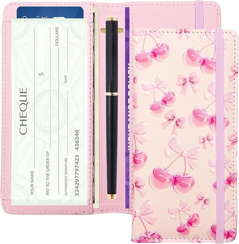 Letter Checkbook Cover, RFID Blocking Checkbook, Stylish, Lightweight, Slim Durable, Multi-Functional Checkbook Holder for Personal and Business Checks (Floral 1) in Saudi Arabia