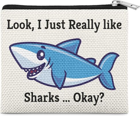 Ocean Themed Gifts Coin Purse Shark Gifts for Women Best Shark Lovers Week Gift for Women Coworker Friends Colleague Animals Lover Enthusiasts Birthday Christmas Mothers Day Gift Pocket Cosmetic Bag in Saudi Arabia