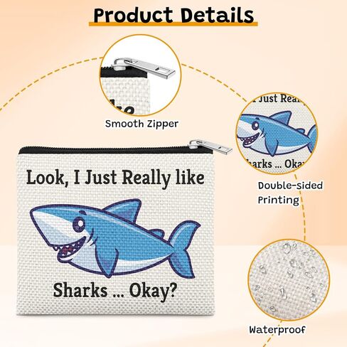 Ocean Themed Gifts Coin Purse Shark Gifts for Women Best Shark Lovers Week Gift for Women Coworker Friends Colleague Animals Lover Enthusiasts Birthday Christmas Mothers Day Gift Pocket Cosmetic Bag in Saudi Arabia
