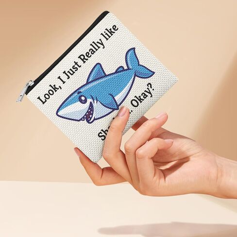 Ocean Themed Gifts Coin Purse Shark Gifts for Women Best Shark Lovers Week Gift for Women Coworker Friends Colleague Animals Lover Enthusiasts Birthday Christmas Mothers Day Gift Pocket Cosmetic Bag in Saudi Arabia