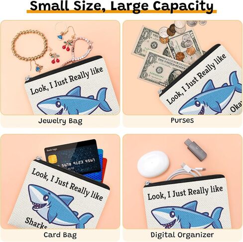 Ocean Themed Gifts Coin Purse Shark Gifts for Women Best Shark Lovers Week Gift for Women Coworker Friends Colleague Animals Lover Enthusiasts Birthday Christmas Mothers Day Gift Pocket Cosmetic Bag in Saudi Arabia