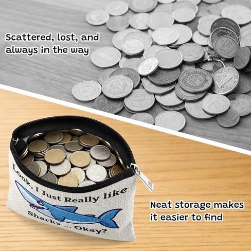 Ocean Themed Gifts Coin Purse Shark Gifts for Women Best Shark Lovers Week Gift for Women Coworker Friends Colleague Animals Lover Enthusiasts Birthday Christmas Mothers Day Gift Pocket Cosmetic Bag in Saudi Arabia