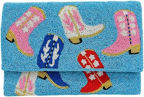 Cowgirl Beaded Boots Clutch Handcrafted Western Style Evening Bag in Saudi Arabia