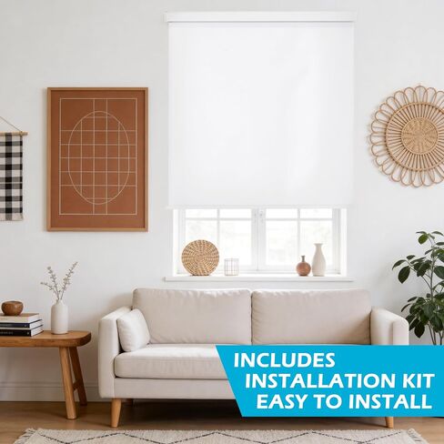 Blackout Roller Shades Cordless Blinds for Indoor Windows Room Darkening Free-Stop UV Protection Shades Door Blinds for Home and Office (21" W x 72" H, White) in Saudi Arabia