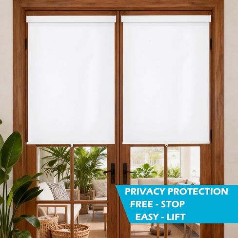 Blackout Roller Shades Cordless Blinds for Indoor Windows Room Darkening Free-Stop UV Protection Shades Door Blinds for Home and Office (21" W x 72" H, White) in Saudi Arabia