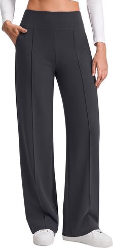 G4Free EverGoing Wide Leg Pants for Women High Waist Front Seam Yoga Dress Pants with Pockets in Kuwait