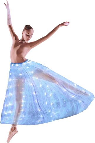 Women's LED Light Up Skirt, Rechargeable LED Long Tutu Skirts, Dazzling LEDs Skirt for Rave Halloween Christmas Party in Saudi Arabia