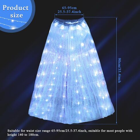 Women's LED Light Up Skirt, Rechargeable LED Long Tutu Skirts, Dazzling LEDs Skirt for Rave Halloween Christmas Party in Saudi Arabia