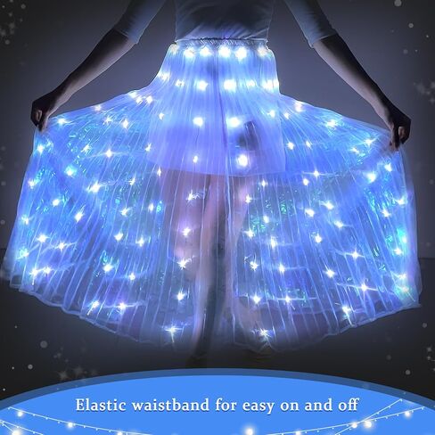 Women's LED Light Up Skirt, Rechargeable LED Long Tutu Skirts, Dazzling LEDs Skirt for Rave Halloween Christmas Party in Saudi Arabia
