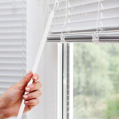 POPETPOP 46 Inch Long Blind Wand Replacement with Hooks - White Long Vertical Blinds Stick for Windows Door Shades Curtain Opener Accessory in Kuwait