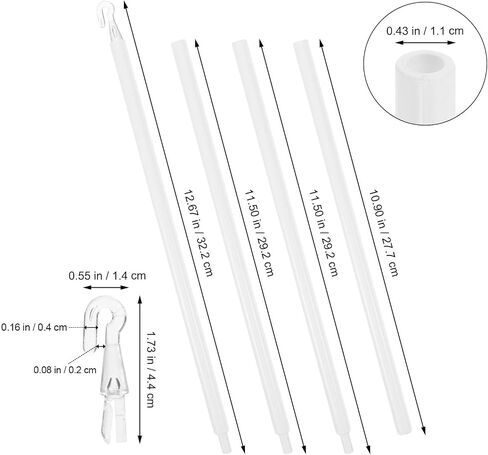 POPETPOP 46 Inch Long Blind Wand Replacement with Hooks - White Long Vertical Blinds Stick for Windows Door Shades Curtain Opener Accessory in Kuwait