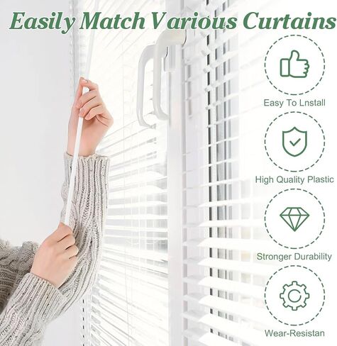 POPETPOP 46 Inch Long Blind Wand Replacement with Hooks - White Long Vertical Blinds Stick for Windows Door Shades Curtain Opener Accessory in Kuwait