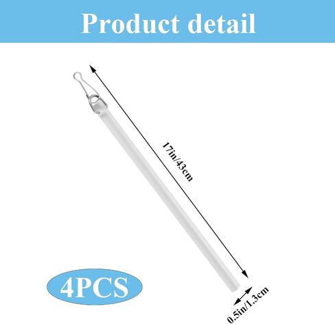 Curtain Pull Wand,17 Inch Invisible Clear Acrylic Curtain Pull Rod Stick,Blind Wand Replacement Part with Hook,Drapery Control Rod Opener for Easier Opening and Back (4) in Saudi Arabia