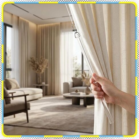 Curtain Pull Wand,17 Inch Invisible Clear Acrylic Curtain Pull Rod Stick,Blind Wand Replacement Part with Hook,Drapery Control Rod Opener for Easier Opening and Back (4) in Saudi Arabia