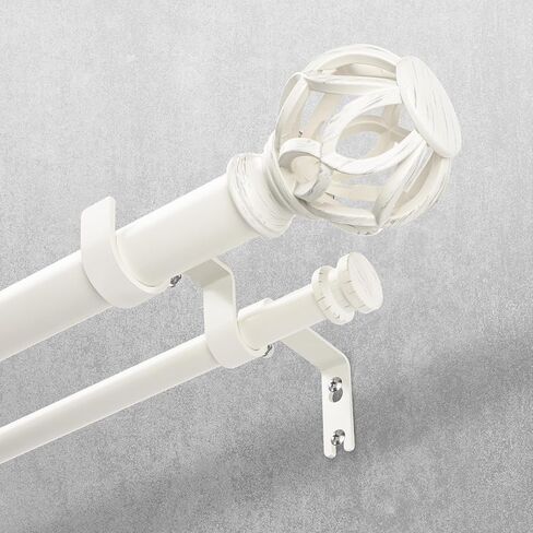 TVWOO 1 Inch Double Curtain Rod:Gold Adjustable Heavy Duty Curtain Rods for Windows 36-88" Decorative Vintage Double Drapery Rod with Twisted Cage Finials for Bedroom/Living Room/Kitchen(All-Metal) in Saudi Arabia