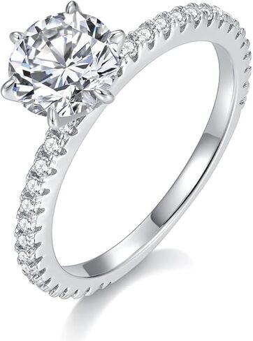 14K Gold Women's Engagement Rings | 1 Carat Classic Six-Prong 6.5mm Real Diamond | Excellent Cut VVS1 D-color | Diamond Wedding Jewelry for Her in Kuwait