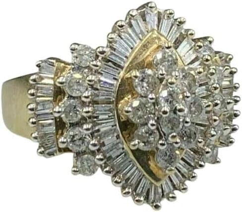 خاتم خطوبة Pretty Jewels08، خاتم باغيت من الألماس المستدير عيار 2 قيراط ومجموعة مختبرية مستديرة، لمسة نهائية من الذهب الأبيض عيار 14 قيراط، فضة إسترلينية عيار 925 in Kuwait