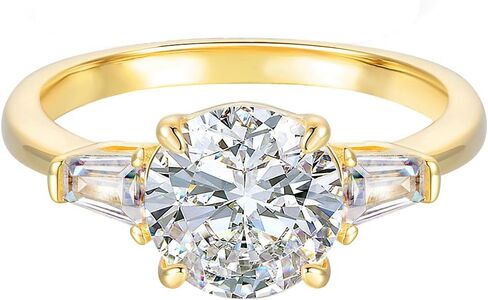 14K Gold Three Stone Engagement Ring 2.0CT Round Brilliant Cut VVS1 Clarity Simulated Diamond Promise Rings for Women in Kuwait