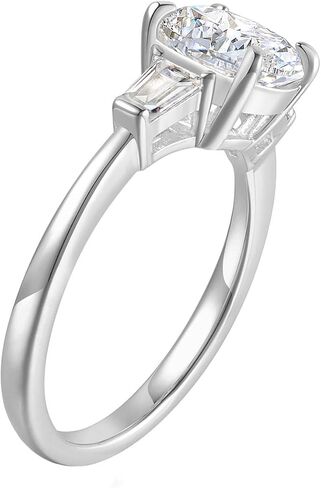 14K Gold Three Stone Engagement Ring 2.0CT Round Brilliant Cut VVS1 Clarity Simulated Diamond Promise Rings for Women in Kuwait