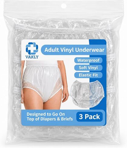 Adult Vinyl Waterproof Pull-On-Cover Incontinence Pants (This is NOT a Diaper) [3 Pack] Extra Waterproof Protection to GO ON TOP of/Together with Diapers & Briefs as Added Leak Resistance (Medium) in Saudi Arabia