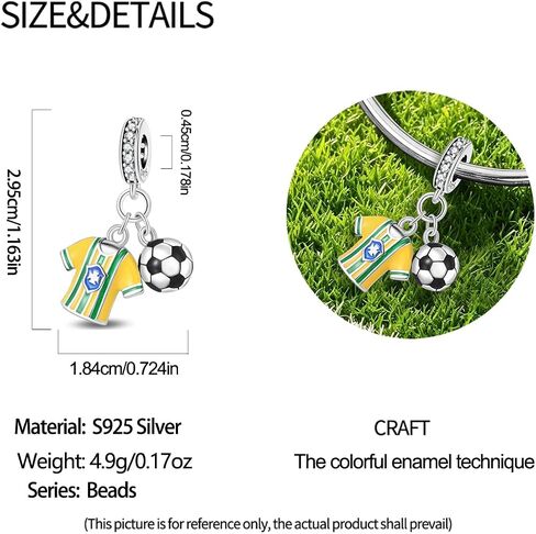 Football Charms For Bracelets, Sterling Silver Sport Charms For Pandora Bracelets, Dangle Pendants & Bead Charm For DIY Jewelry in Saudi Arabia