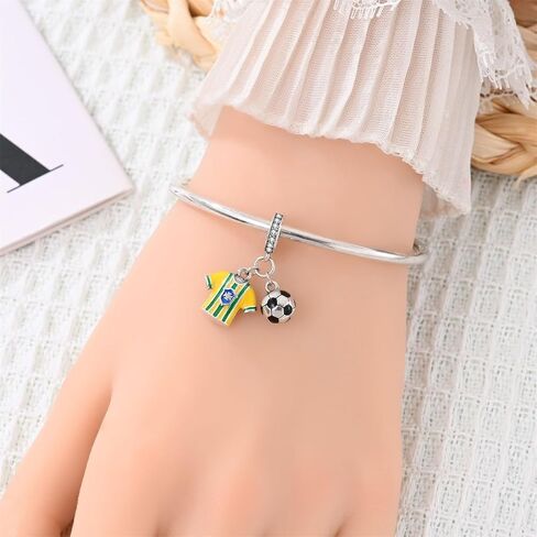 Football Charms For Bracelets, Sterling Silver Sport Charms For Pandora Bracelets, Dangle Pendants & Bead Charm For DIY Jewelry in Saudi Arabia