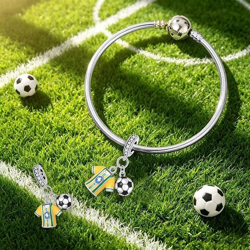 Football Charms For Bracelets, Sterling Silver Sport Charms For Pandora Bracelets, Dangle Pendants & Bead Charm For DIY Jewelry in Saudi Arabia